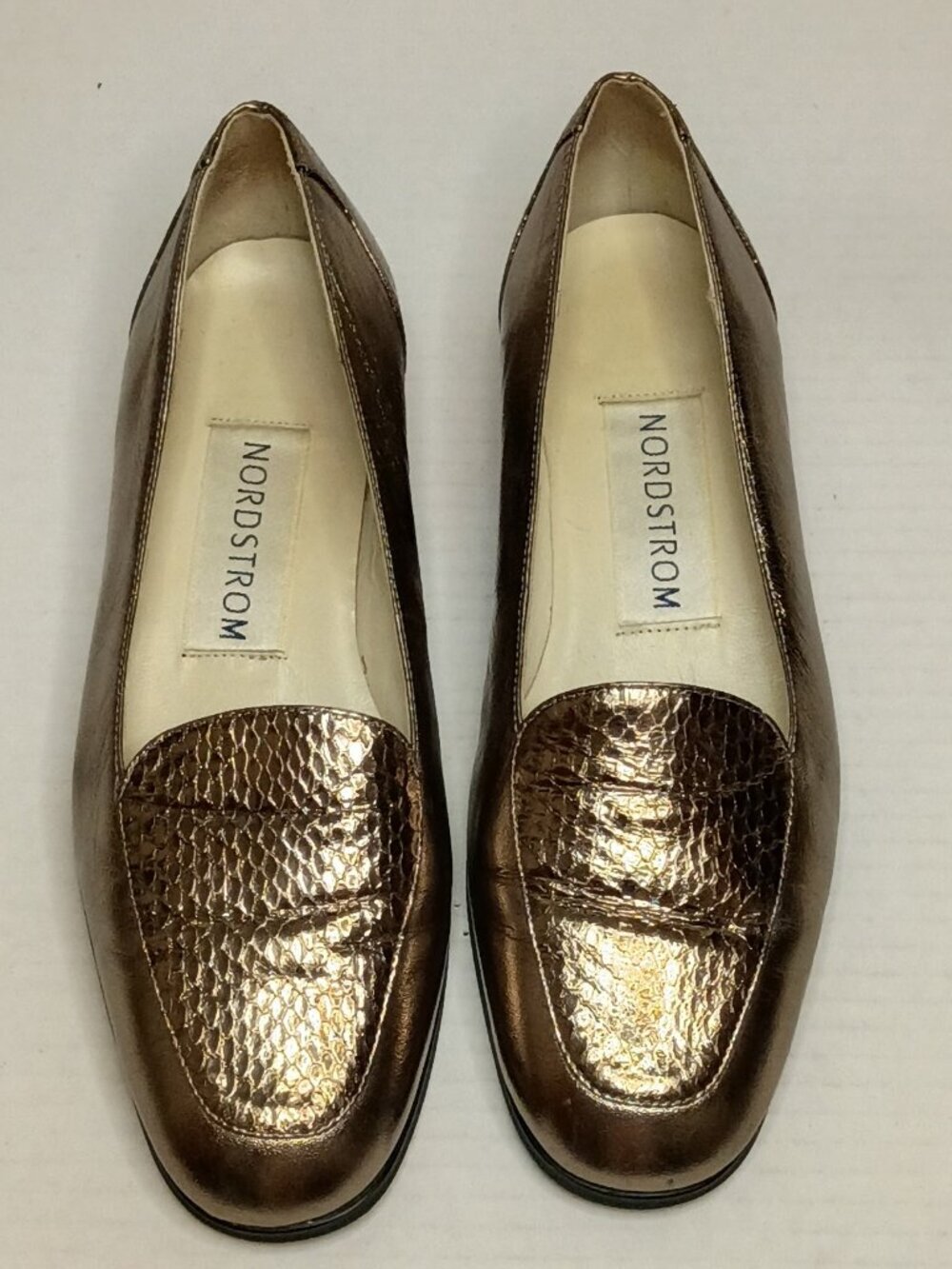 Nordstrom Michael Gold Metallic Reptile Loafers Flats Women's Size 6.5W